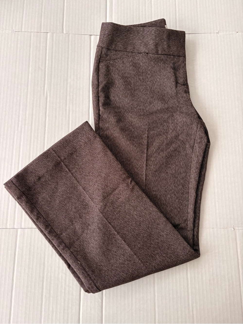 LOFT Brown Textured Straight-Leg Pants